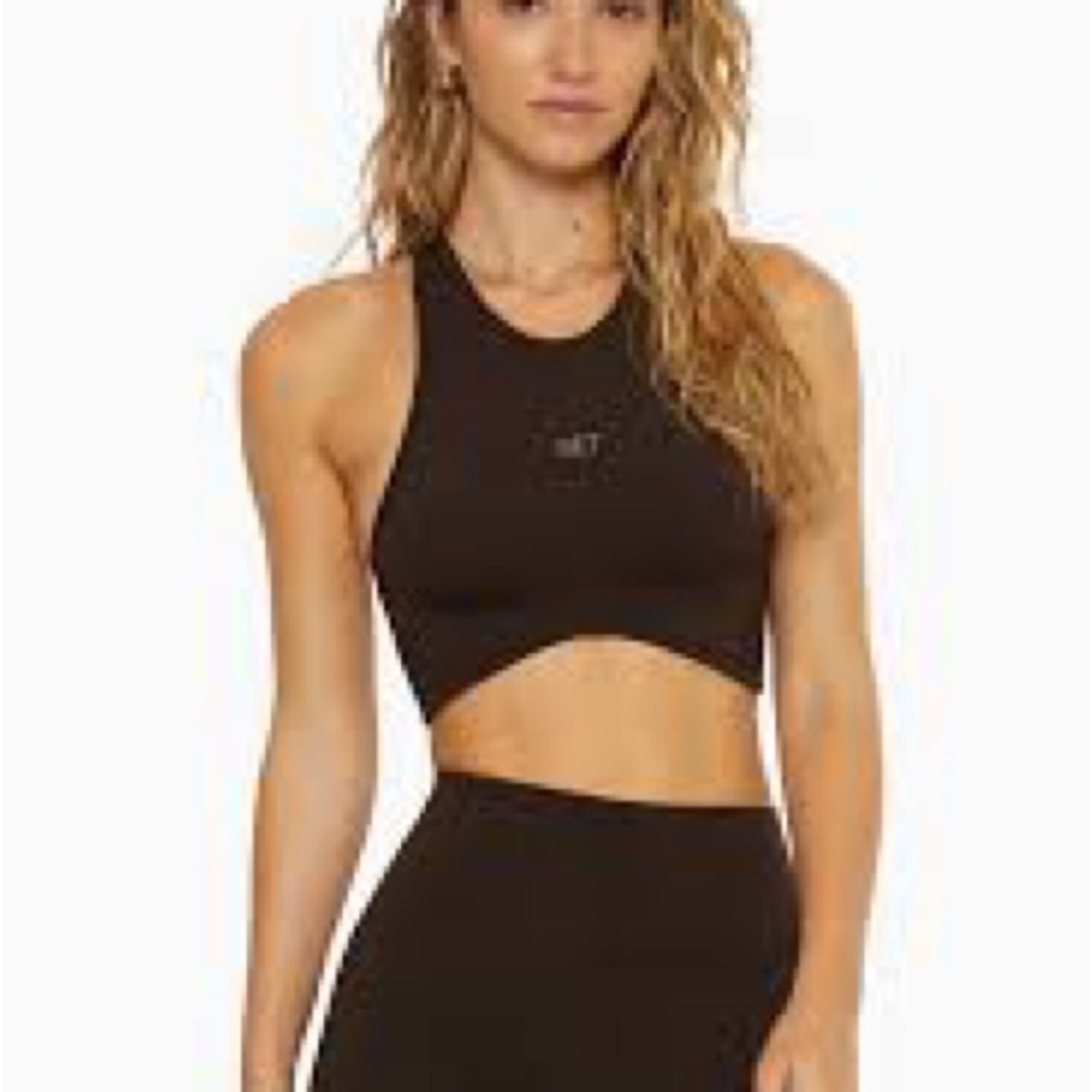 SET ACTIVE Seamless High-Neck Crop Bralette - Black